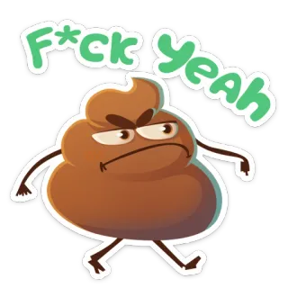 🖕 F*ck Yeah Desenho animado, Palavrão, Engraçado, Cocô, Exclamação, Merda, Emoji telegram sticker