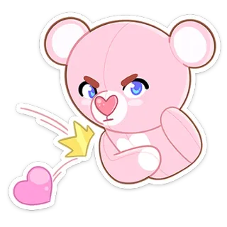 😡 oso, rosa, enojado, lindo, corazón, pegatina, dibujos animados, animal telegram sticker