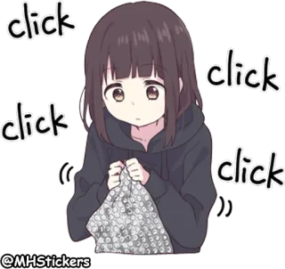 😆 click Аниме девушка, Пузырчатая плёнка, Кликанье, Милый, Наклейка, mhstickers telegram sticker