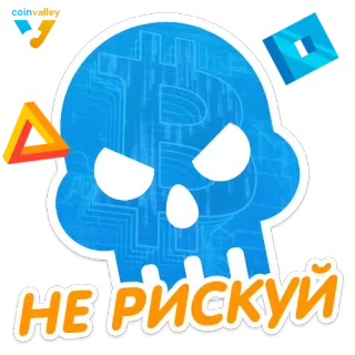 💀 НЕ РИСКУЙ череп, Bitcoin, криптовалюта, цифровая валюта, риск, опасность, предупреждение telegram sticker