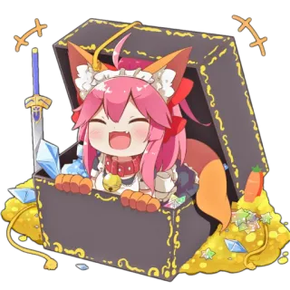😸 anime, cartoon, treasure, fox girl, kawaii, cute, fantasy telegram sticker