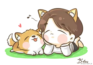 ❤ dễ thương, chó, anime, động vật, hoạt hình, thú cưng telegram sticker