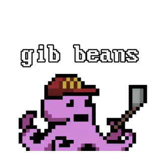 🫘 gib beans กิบ, ถั่ว, ปลาหมึก, พิกเซลอาร์ต telegram sticker
