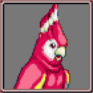 🐓 papagaio, pássaro, pixel art, animal, cacatua, rosa, ilustração telegram sticker