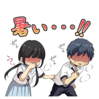 😖 暑い... Anime, Hoạt hình, Trường học, Đỏ mặt, Đổ mồ hôi, Xấu hổ, Nóng, Thời tiết telegram sticker