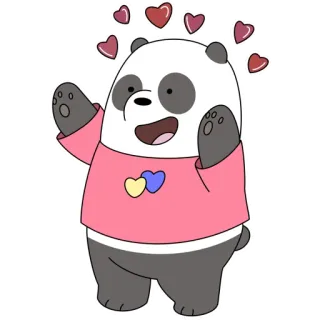 💗 Panda We Bare Bears Kartun, Panda, Lucu, Beruang, We Bare Bears, Hati, Animasi telegram sticker