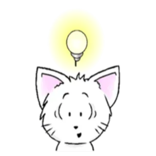 💡 chat, ampoule, idée, dessin animé, réflexion, chat blanc telegram sticker