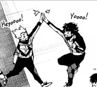 🤝 Heyoooo! Yoooo! high five, anime, manga, celebration, friendship whatsapp sticker