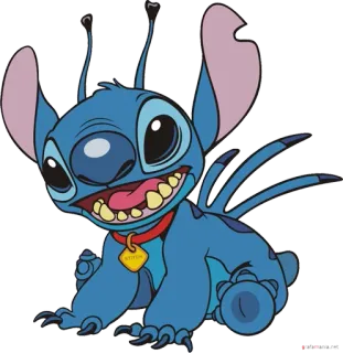 😃 Stitch Lilo & Stitch Dibujos animados, Extraterrestre, Mono, Azul, Disney, Animado telegram sticker