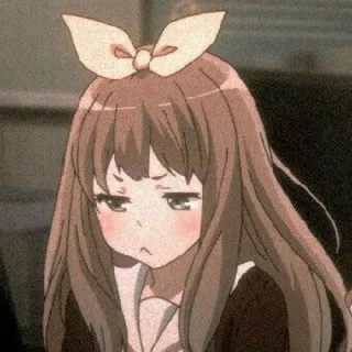 😞 Anime, Ragazza, Triste, Fiocco, Carino telegram sticker