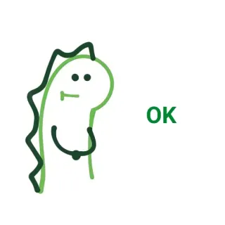 🐛 OK dinozaur, ok, kreskówka, słodki, rysunek liniowy telegram sticker