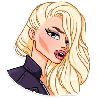 😼 donna, capelli biondi, leccarsi le labbra, cartone animato, ragazza, sticker telegram sticker