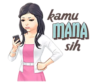 ⏳ kamu MANA sih mujer, indonesio, texto, dibujo animado telegram sticker