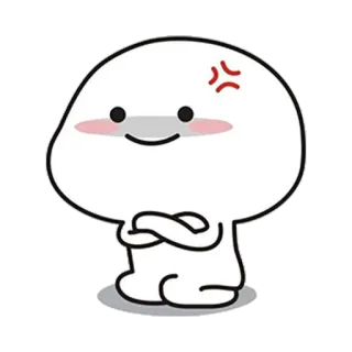 😡 生气, 卡通, 可爱, 白色, 红色, 情感 telegram sticker