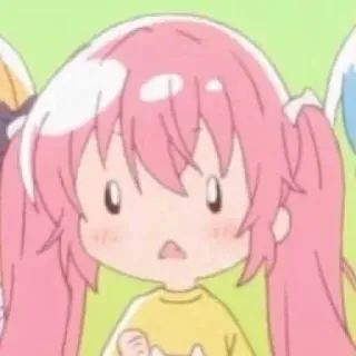 👾 Anime, Ragazza, Cartone animato, Capelli rosa, Sorpresa whatsapp sticker