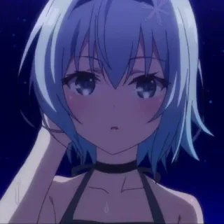 💕 アニメ, 女の子, 青髪, 可愛い, チョーカー telegram sticker