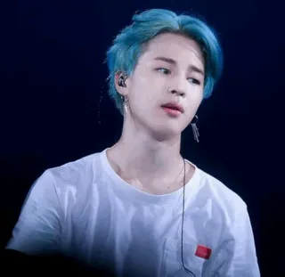 🍸 Jimin kpop, jimin, penyanyi, idola, rambut biru, anting whatsapp sticker