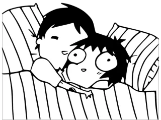 💕 cartoon, sleeping, cute, bed, couple, anime, manga whatsapp sticker