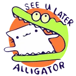 😜 gato, crocodilo, animal, desenho animado, fofo telegram sticker