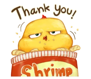 🐤 Thank You! obrigado, frango, chips de camarão, fofo, comida, lanche whatsapp sticker