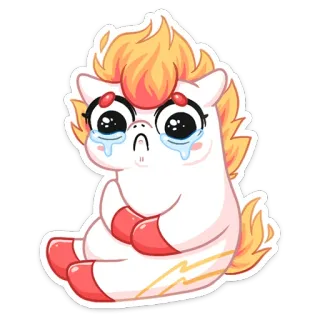 😭 słodki, koń, kreskówka, smutny, płaczący, zwierzę telegram sticker