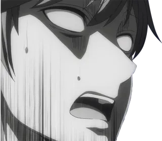 😱 Anime, Schock, Schreien, Angst, Gesicht, Schwarzweiß telegram sticker