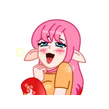 🤤 anime meisje, roze haar, elfenoren, cartoon, schattig, chibi telegram sticker
