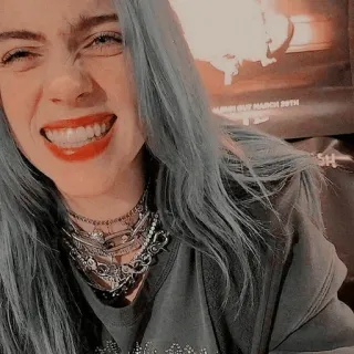 💚 Billie Eilish cantante, capelli blu, musicista, pop, artista, Billie Eilish telegram sticker
