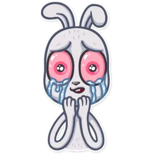 😭 ウサギ, バニー, 泣く, 悲しい, 涙, 目, 絵文字, ハイ telegram sticker
