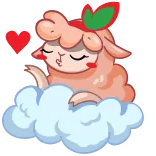 😘 owca, zwierzę, słodki, miłość, chmura, kreskówka telegram sticker