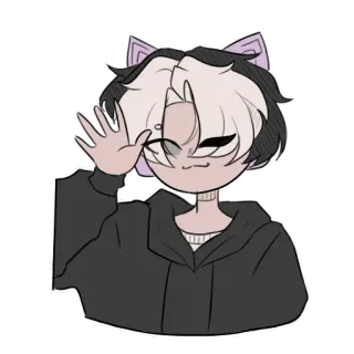 🤚 Anime, Dibujos animados, Kawaii, Personaje, Ola, Lindo, Orejas de gato, Manga whatsapp sticker
