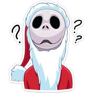 ❓ Jack Skellington The Nightmare Before Christmas Jack Skellington, L'Étrange Noël de Monsieur Jack, Père Noël, Noël, Points d'interrogation, Film, Personnage telegram sticker