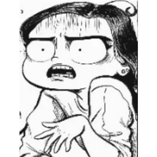 😠 Cartoon, Frau, Gesicht, Ausdruck, Ängstlich, Sorge, Panik, Skizze telegram sticker