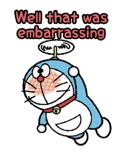 ⭐️ Doraemon Well that was embarrassing gêné, animé, Doraemon, dessin animé, drôle, raté whatsapp sticker