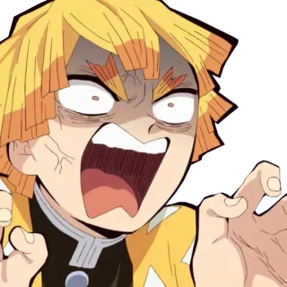 😠 Zenitsu Agatsuma Demon Slayer Anime, Desenho animado, Personagem, Engraçado, Assustado, Demon Slayer telegram sticker