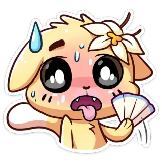 🥵 Hoạt hình, Chó, Kiệt sức, Đổ mồ hôi, Anime, Emoji, Sticker, Biểu cảm telegram sticker