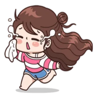 😿 การ์ตูน, ร้องไห้, ผู้หญิง, เศร้า, เหงื่อ, น้ำตา, ทุกข์ใจ telegram sticker