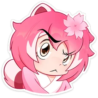 🤨 Anime, Hoạt hình, Hồng, Tức giận, Sakura, Hoa, Cô gái telegram sticker