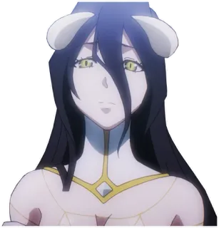 🙁 Albedo Overlord anime, demon, female, horns, video game character telegram sticker