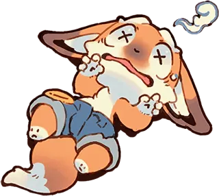 😵 измученный, мультик, животное, уставший, лиса, обморок telegram sticker
