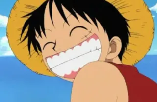 😁 Monkey D. Luffy One Piece 애니메이션, 원피스, 루피, 몽키 D 루피, 해적, 미소, 밀짚모자 telegram sticker