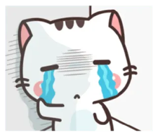 😭 mèo, khóc, buồn, cảm xúc, nước mắt, hoạt hình whatsapp sticker