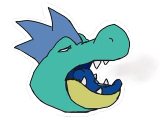 🐊 cartoon, dragon, sticker, blue, reptile whatsapp sticker