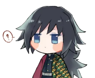 ❄ Giyu Tomioka Demon Slayer anime, demon slayer, giyu tomioka, chibi, question mark whatsapp sticker
