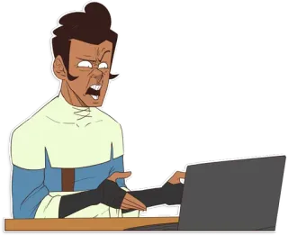 😠 genervt, frustriert, Computer, Cartoon, wütend, Person telegram sticker