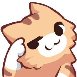 😉 แมว, กำลังคิด, ยิ้มเยาะ, การ์ตูน, น่ารัก telegram sticker