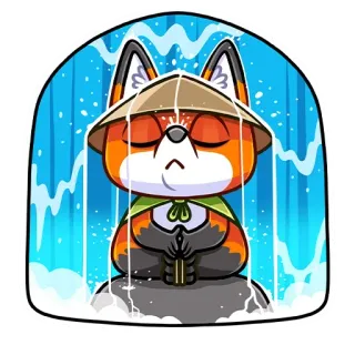 🙂 zorro, meditación, zen, dibujos animados, animal, naturaleza, calma, relajación whatsapp sticker