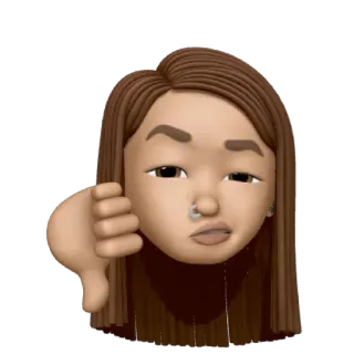👎 Emoji, Polegar para baixo, Desgosto, Mulher, Morena, Piercing no nariz telegram sticker