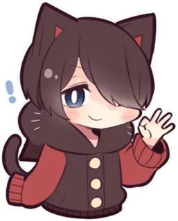 👌 Anime, Carino, Cartone animato, Personaggio, Orecchie da gatto whatsapp sticker