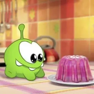 🥺 Om Nom Cut the Rope Dessin animé, Mignon, Personnage, Nourriture, Sucré, Vert whatsapp sticker